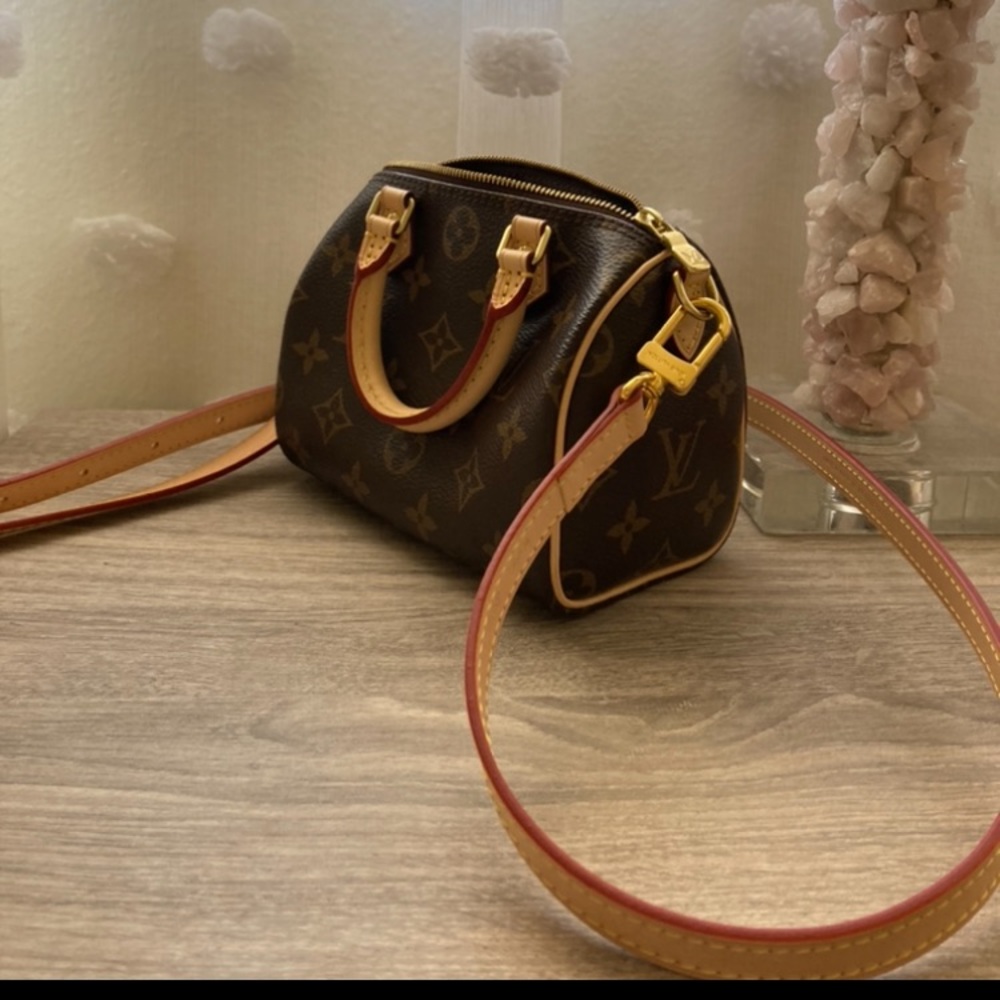 SOLD Authentic Louis Vuitton Nano speedy with adjustable Louis Vuitton strap